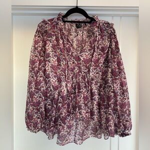 Isabel Marant Floral Print- Ruffled- Silk Blouse- French Size 36